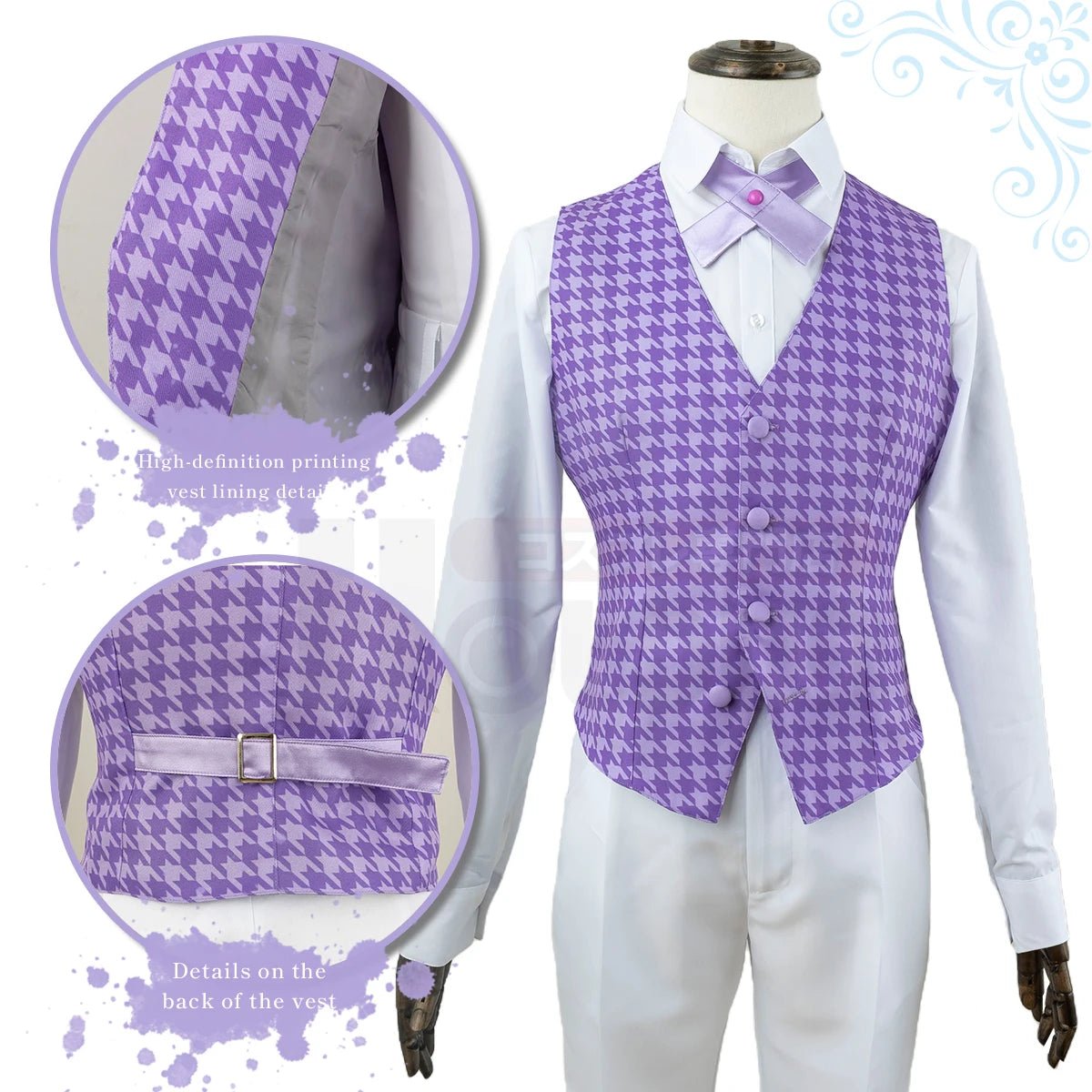 Blue Lock Аниме Косплей Костюм Парик Рео Выставочный Фрак Мундир с Сеткой Роз Синтетические Волокна Регулируемый Размер