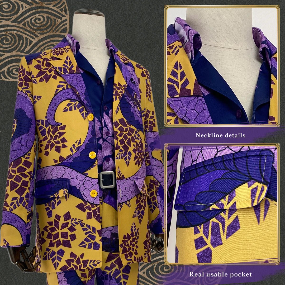 Костюм для косплея Тайдзю Шиба из Токио Аниме с дизайном змеи, рубашка и брюки