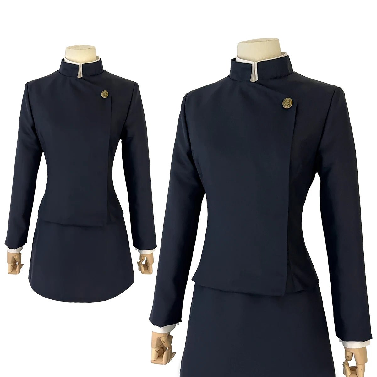 Костюм Маки Зенин для косплея из аниме Дзюцу Кайсен: темно-синий пиджак, юбка и парик