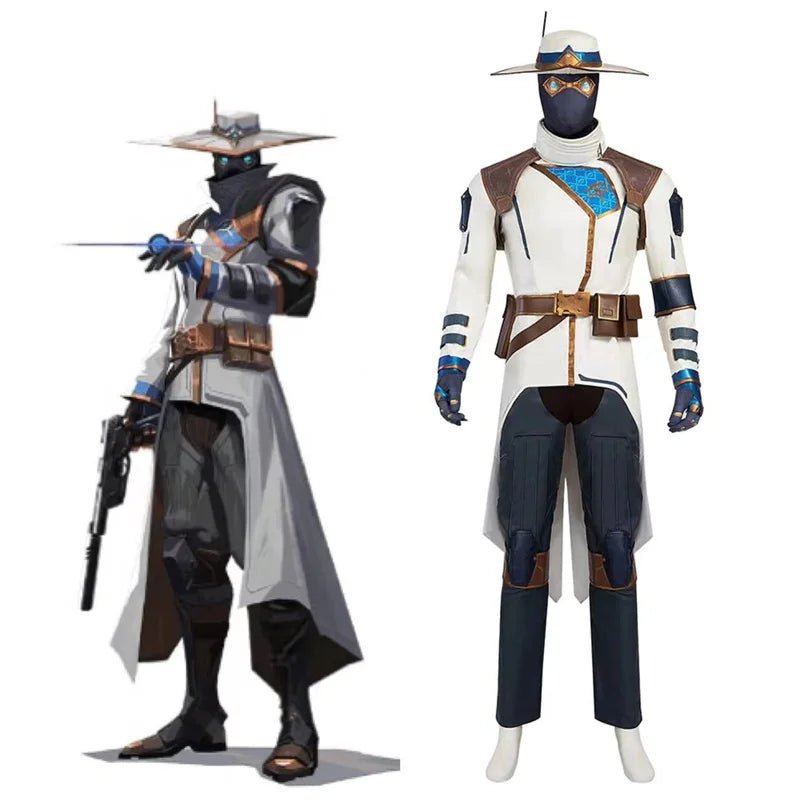 Костюм для косплея Valorant Сайфер | Полный набор: мужская шляпа, пальто, брюки, аксессуары | Для Хэллоуина и вечеринок