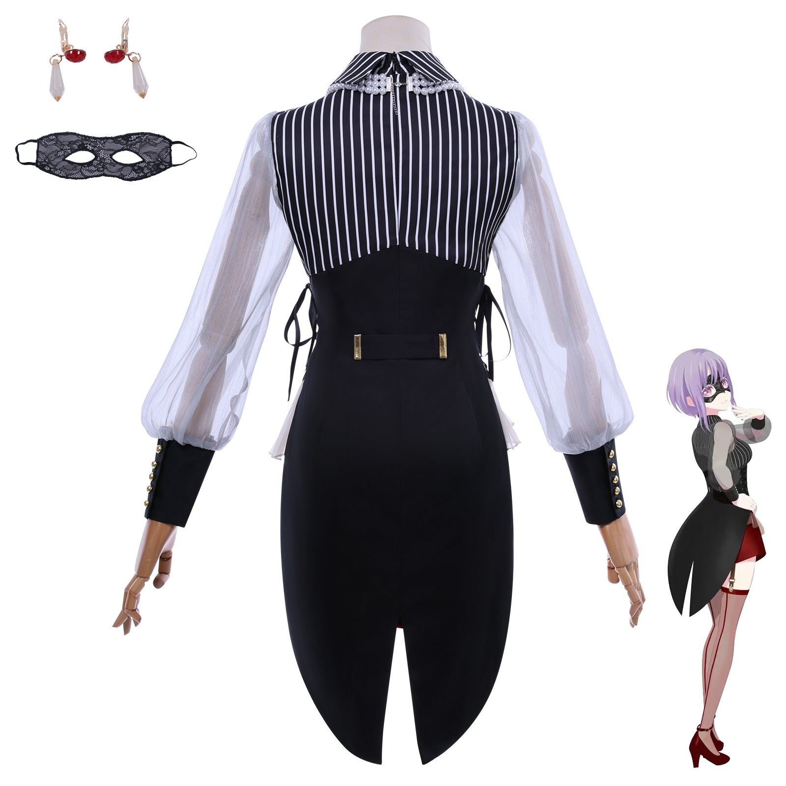 Костюм для косплея Yutenji Wakamugi из BanG Dream! Ave Mujica в готическом стиле на Хэллоуин