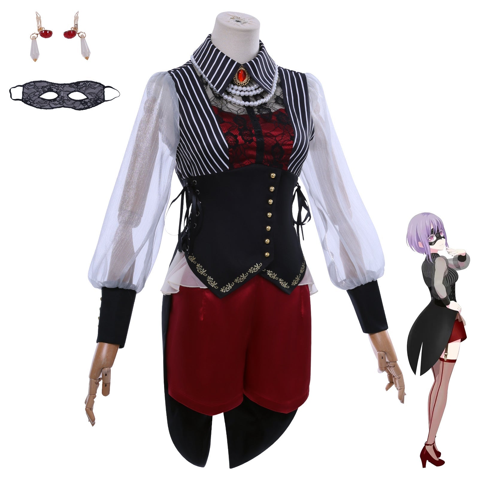 Костюм для косплея Yutenji Wakamugi из BanG Dream! Ave Mujica в готическом стиле на Хэллоуин