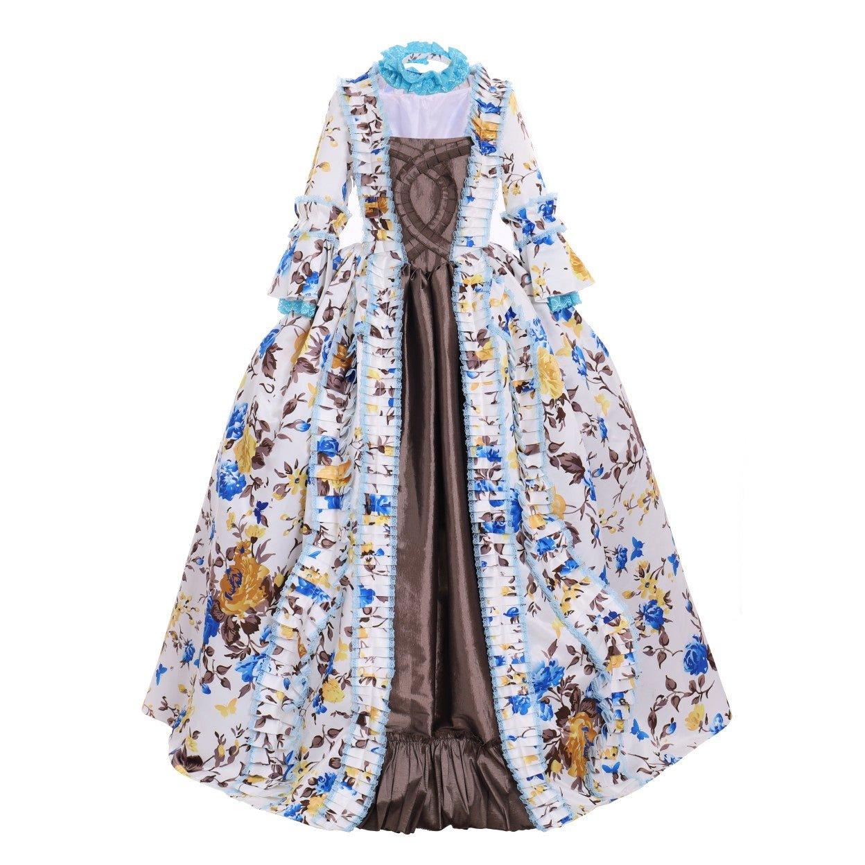 Средневековое цветочное платье | Костюм Марии Антуанетты | Возрождение Рококо Бальное платье | Готический Викторианский костюм для косплея, Хэллоуина и вечеринок