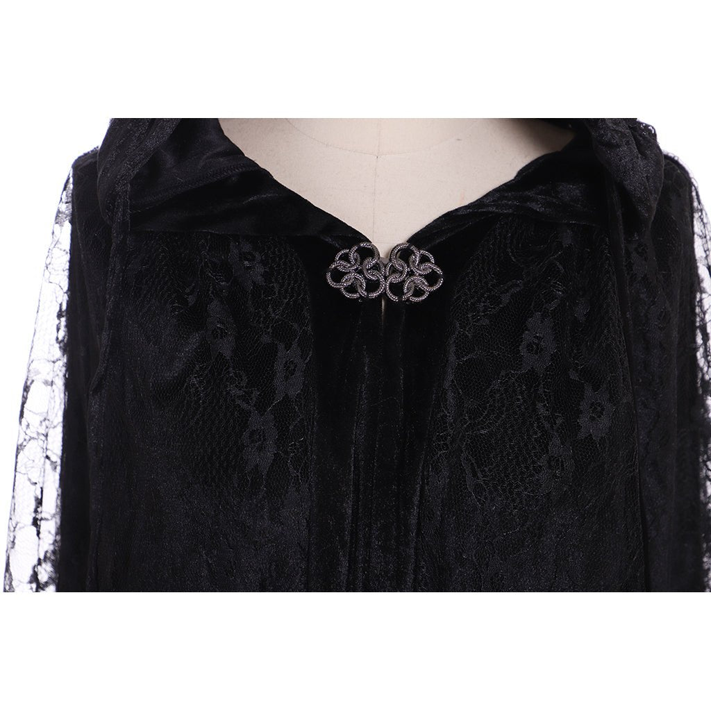 Длинный плащ с капюшоном для женщин в стиле стимпанк, готическое кружево, плащ для костюма ведьмы или священницы на Хэллоуин