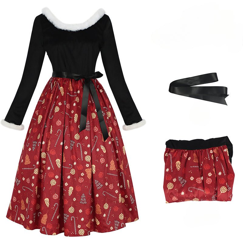 Новогоднее платье с принтом для семьи, создающее праздничную атмосферу