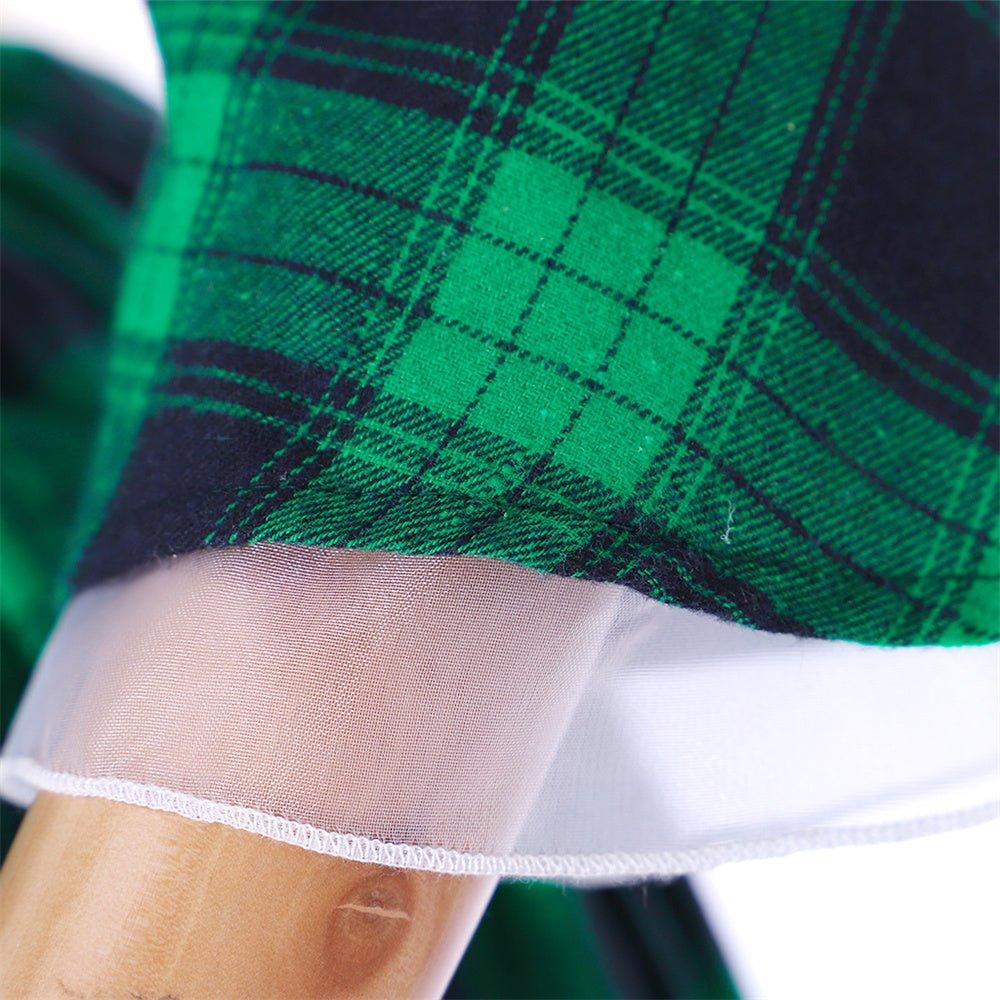 Платье в стиле рококо Марии-Антуанетты XVIII века - зелено-черная клетка с кружевной отделкой