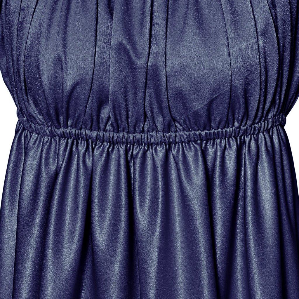 Средневековое Традиционное Платье Империи - Костюм Bridgerton в Железно-Синей Шелковой Ткани