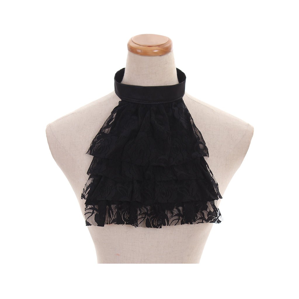 Викторианский черный кружевной воротник для косплея, готики и винтажных костюмов