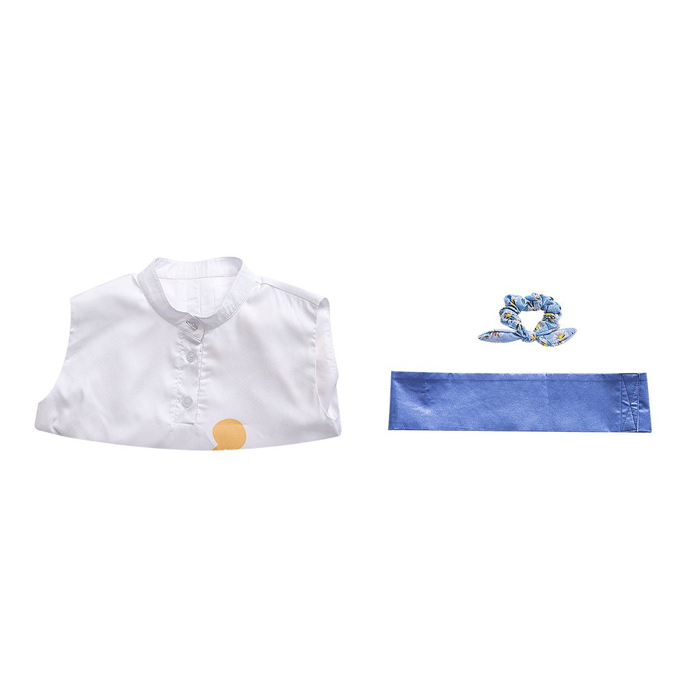 Костюм для косплея женской главной роли из игры 'Свет и Ночь' - белое платье с принтом