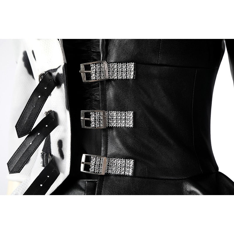 Костюм Круэллы Де Виль - Стильное Косплейное Пальто для Хэллоуина и Вечеринок