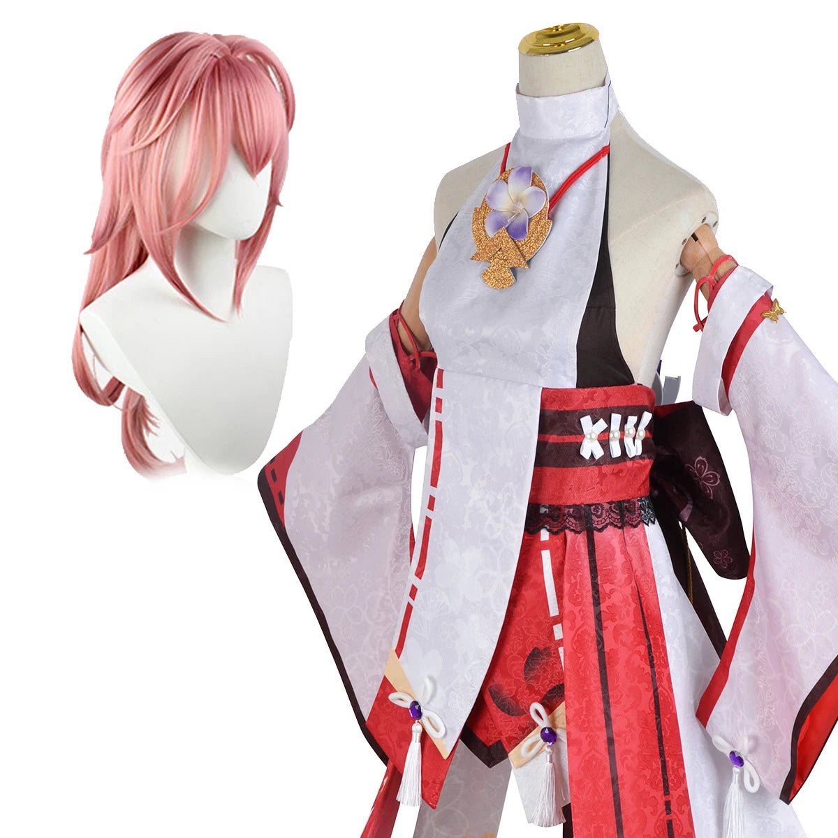 Геншин Импакт Яэ Мико Игра Аниме Косплей Парик Головной Убор Костюм