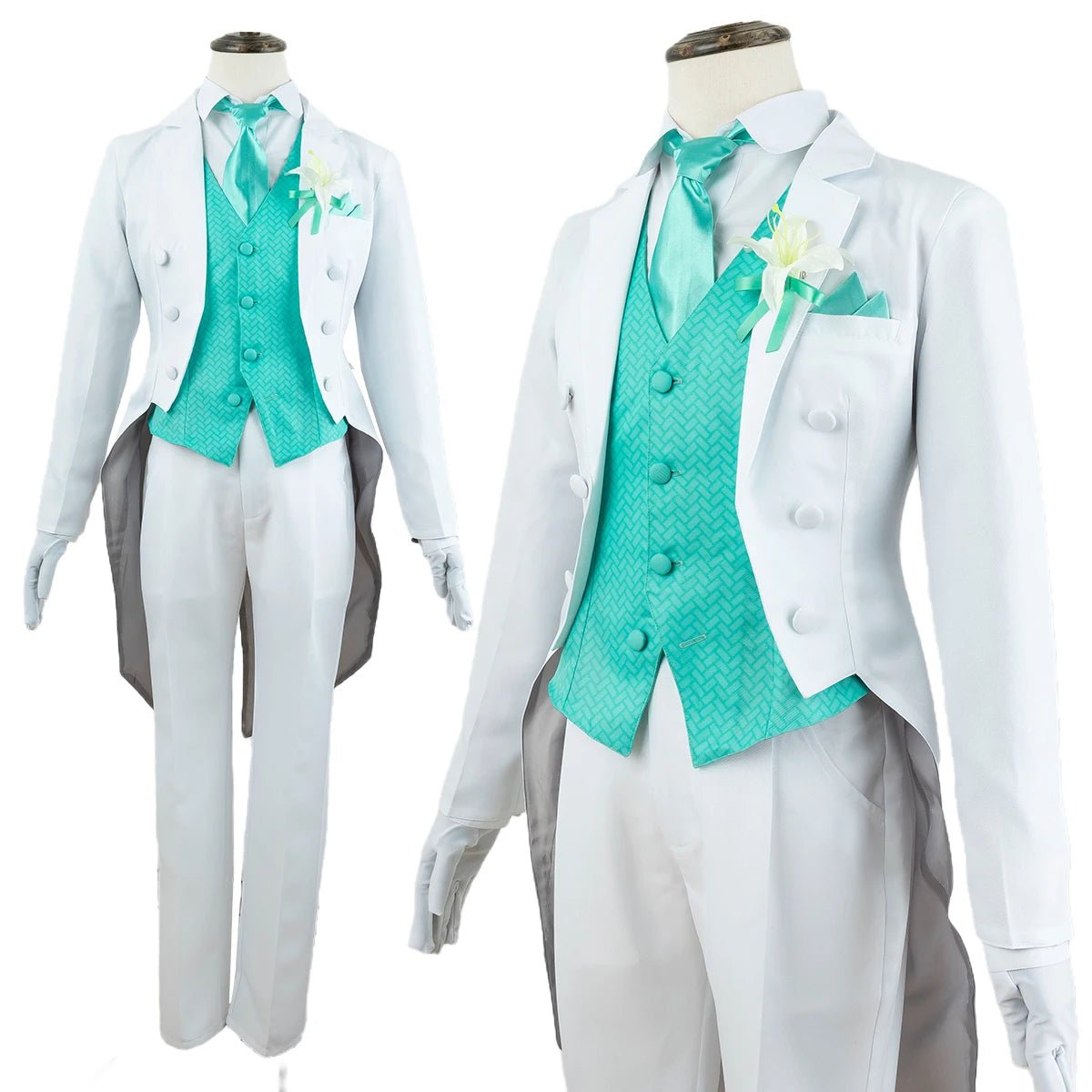 Костюм для косплея Rin Itoshi из аниме Blue Lock: фрак, парик, корсажная роза