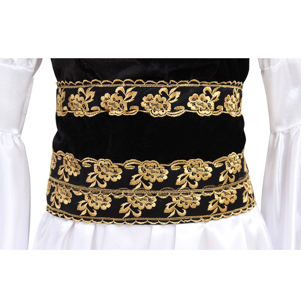 Винтажное средневековое белое платье с черным жилетом для взрослых - костюм для Хэллоуина и карнавала