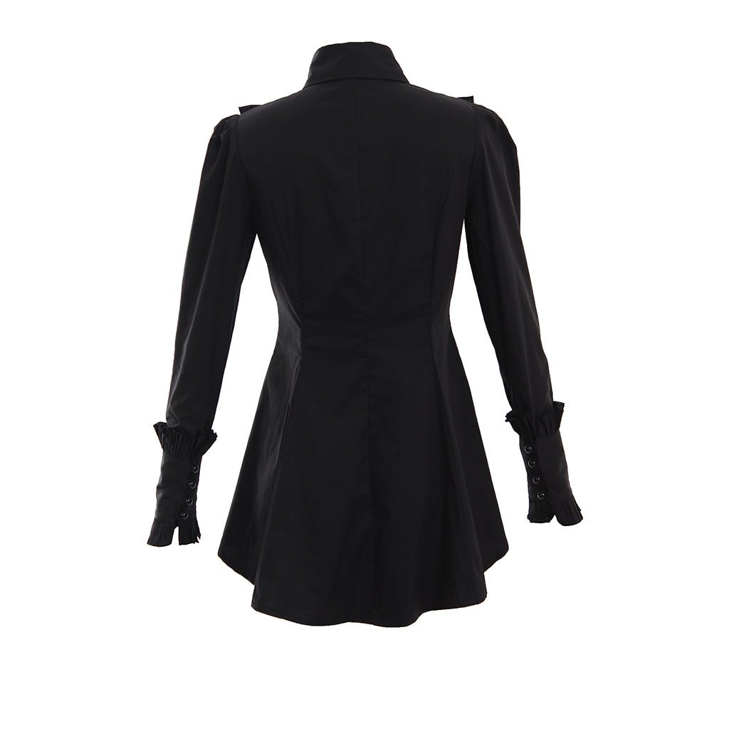 Викторианская готическая женская романтичная винтажная черная блузка с воланами
