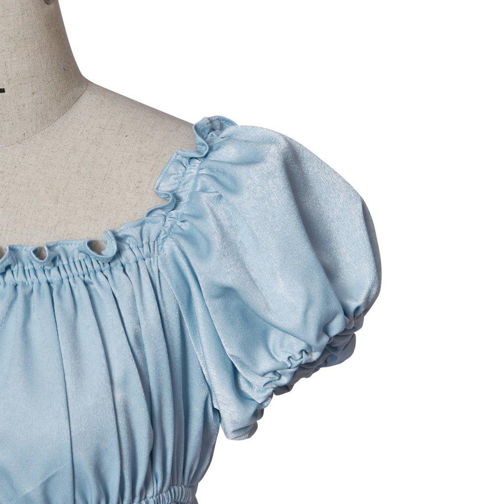 Костюм для косплея Бриджертон - Светло-голубое шелковое платье с высокой талией