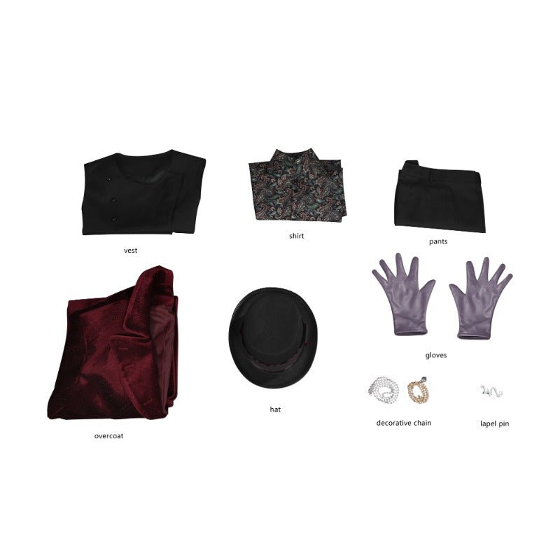 Костюм Вилли Вонки 2023 красный, костюм Тимоти Шаламе для Хэллоуина