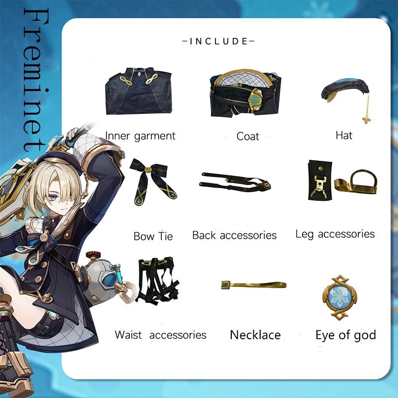 Костюм Фонтена Фремине из игры Genshin Impact: Магический костюм с шляпой для женщин