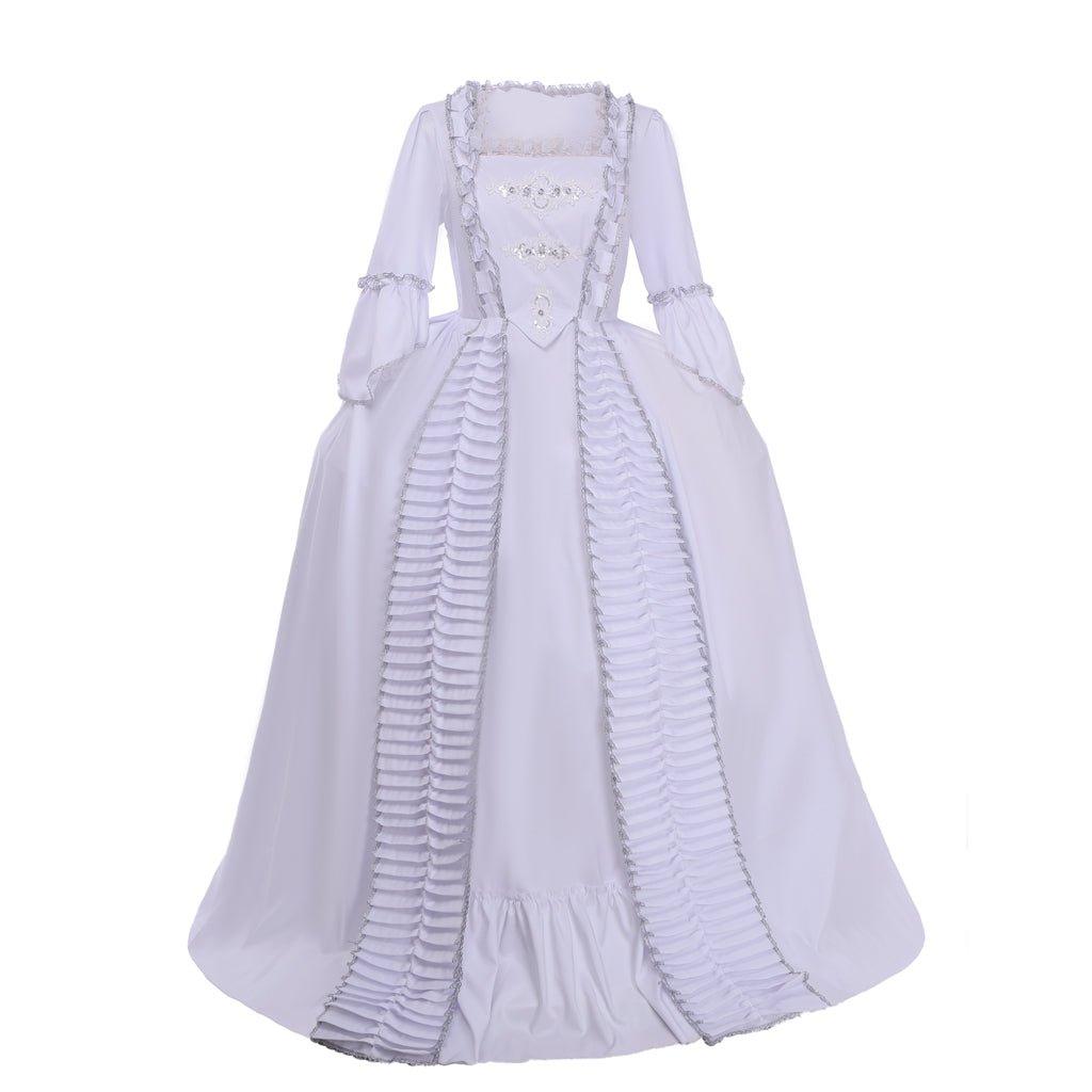 Женский костюм Марии Антуанетты для костюмированной вечеринки | Белое рококо платье с рукавами 18 век