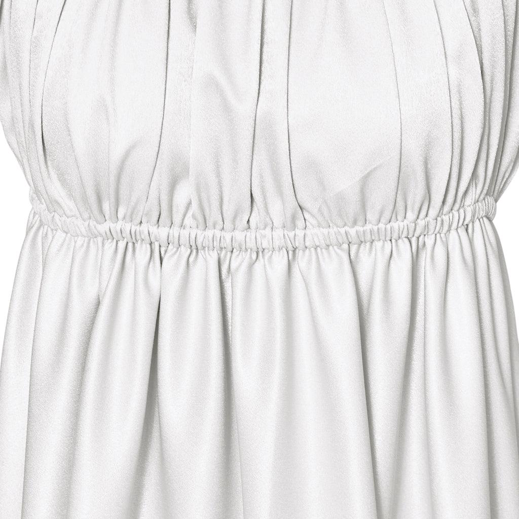 Средневековое Традиционное Платье Империи - Костюм для Косплея Bridgerton в Серебристо-Белом Шелковом Ткани