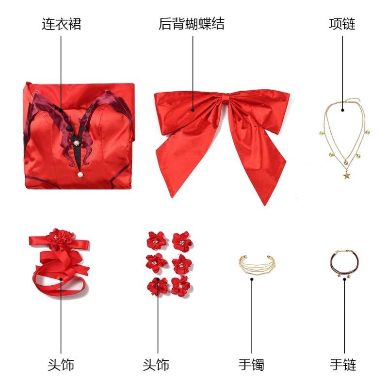 Красное безрукавное платье Аэрит из FF7 для косплея и Хэллоуина