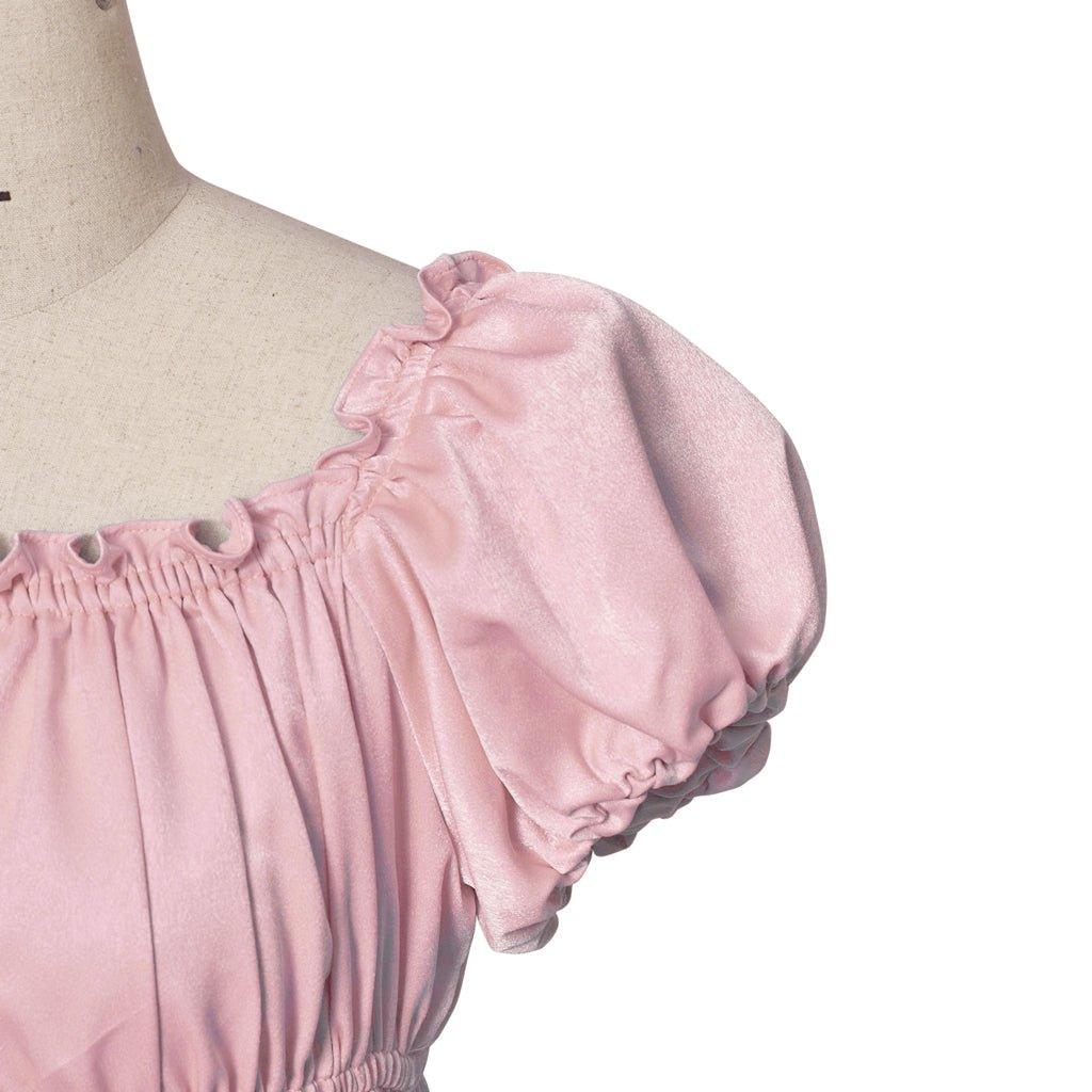 Средневековое традиционное платье империи - Костюм Bridgerton в розовой шелковой ткани