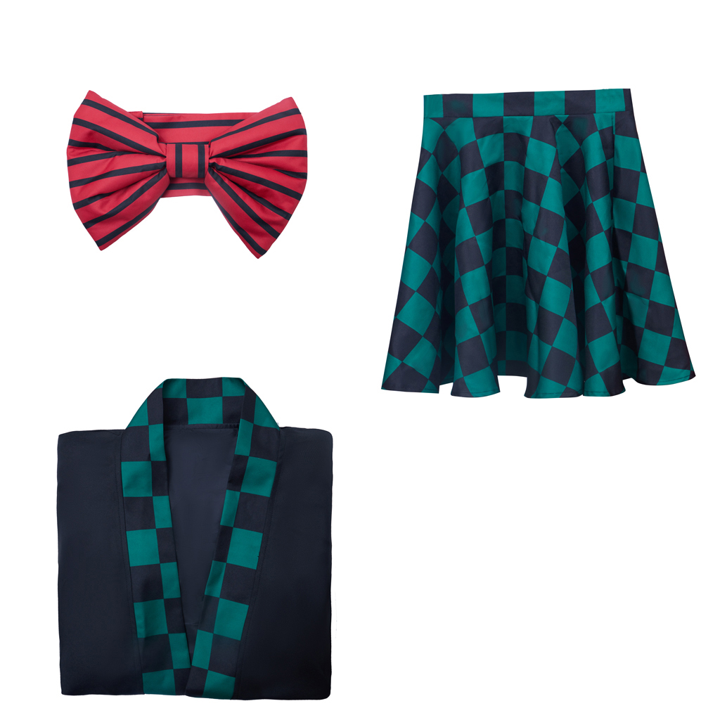 Нежное кимоно-платье в клетку Тандзиро | Клинок, рассекающий демонов