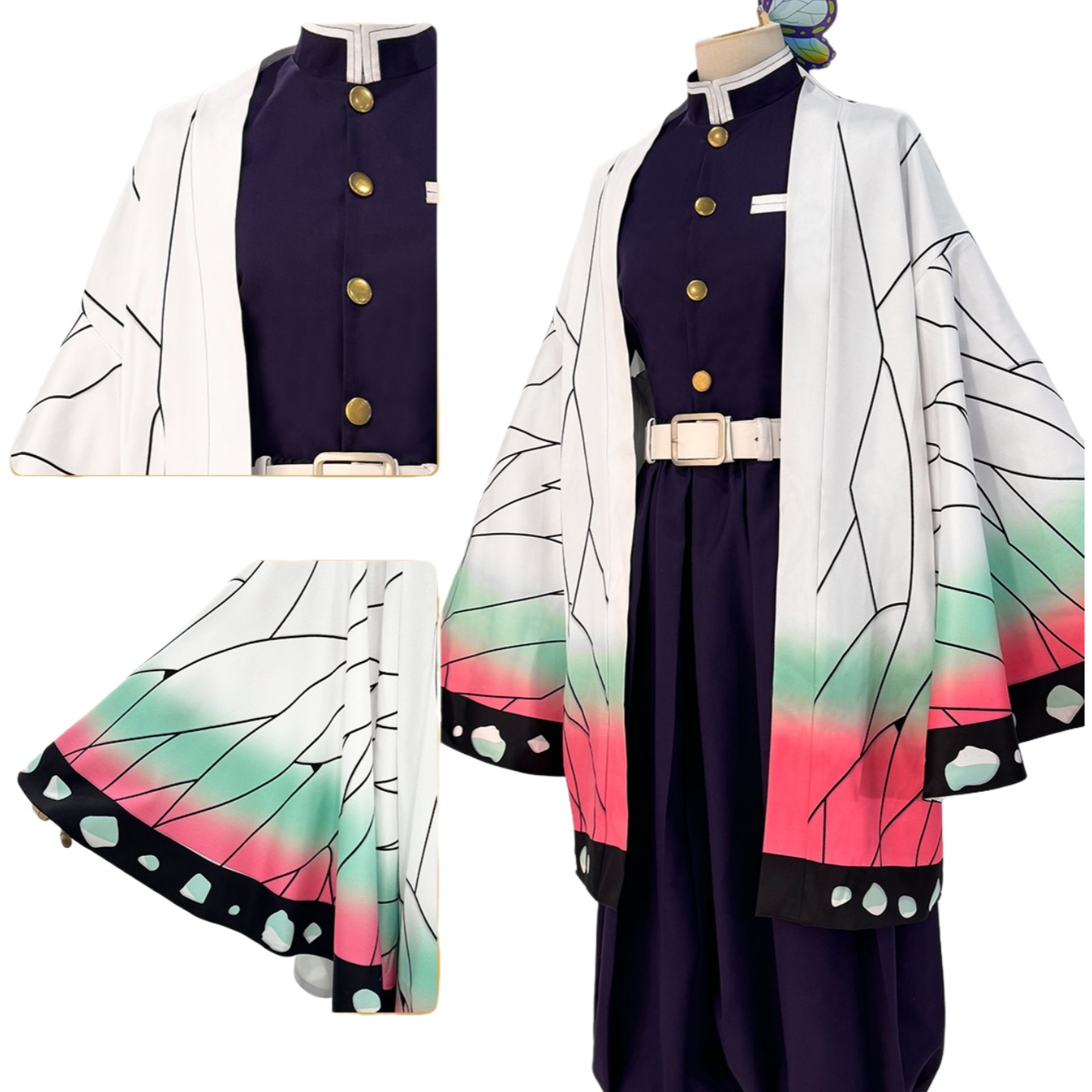 Полный костюм Котё Синобу для косплея из аниме «Истребитель демонов» — Насекомый Хашира