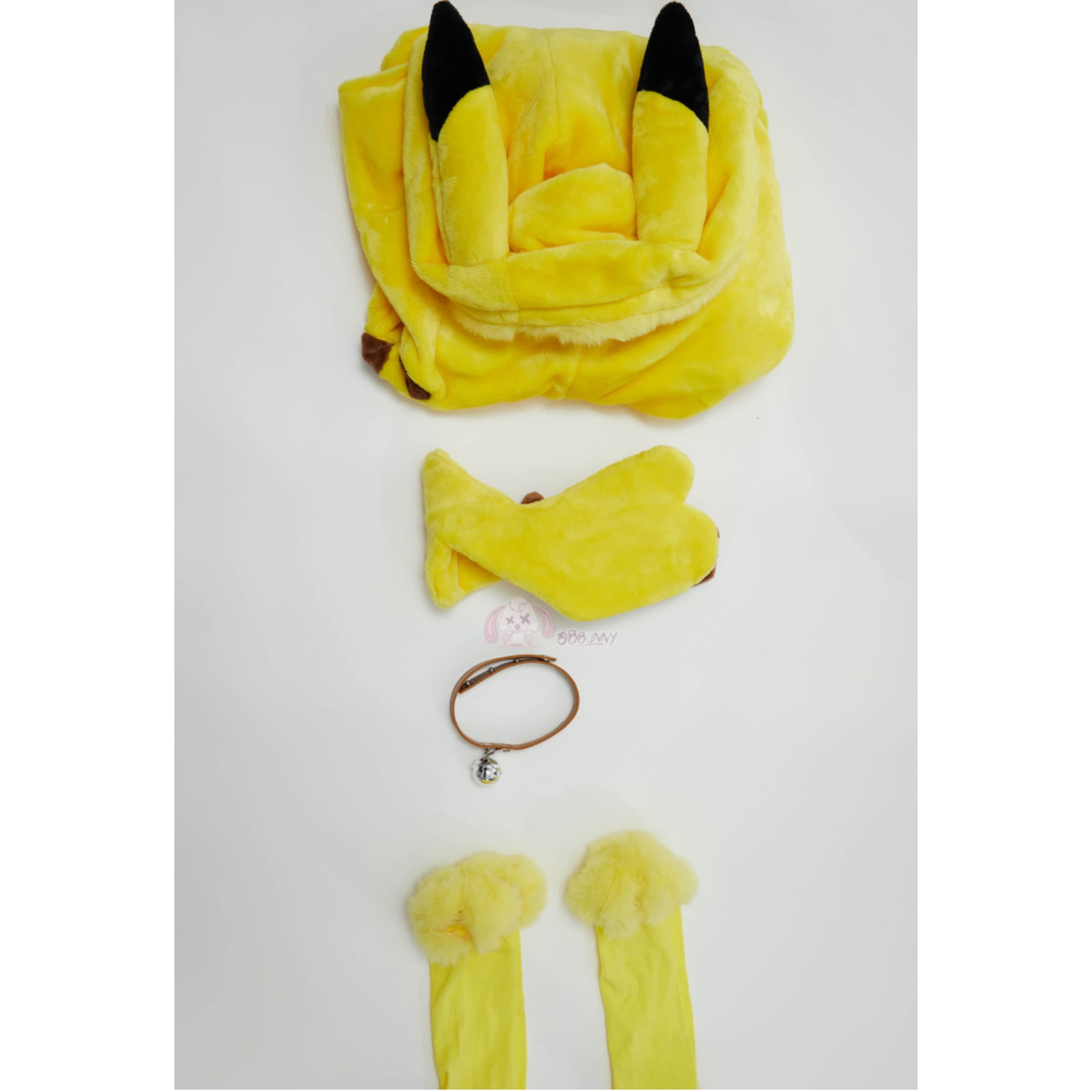 Женский комбинезон для косплея Пикачу: мягкий жёлтый костюм с ушками и хвостом