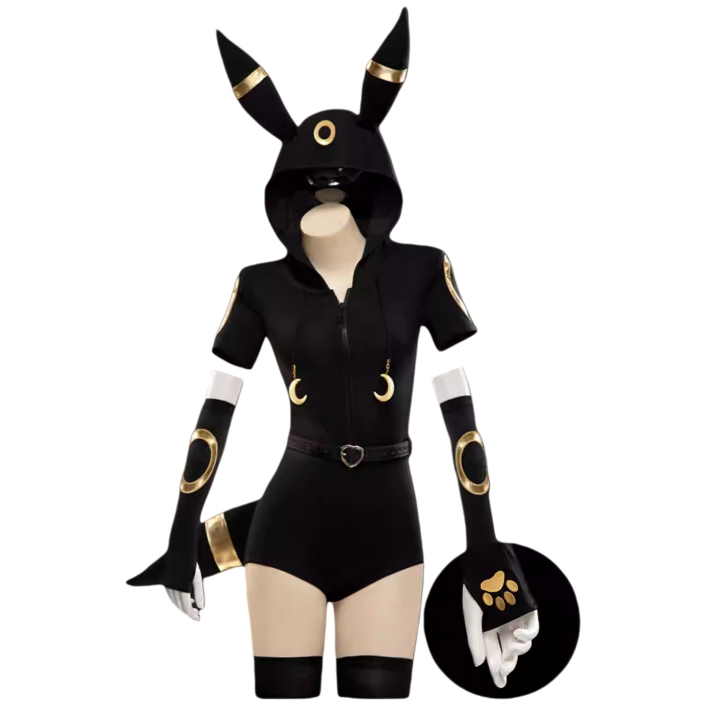 Оригинальный фанарт-костюм Умбреона в стиле косухи | Облегающий комбинезон с мягкими лапами