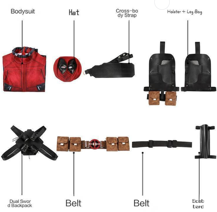 Косплей-костюм Дэдпула (Уэйда Уилсона) с полным набором аксессуаров