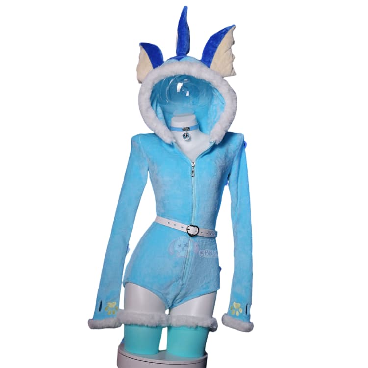 Голубой плюшевый косплей-костюм Вапореона - Мягкий аниме-комбинезон для девушек