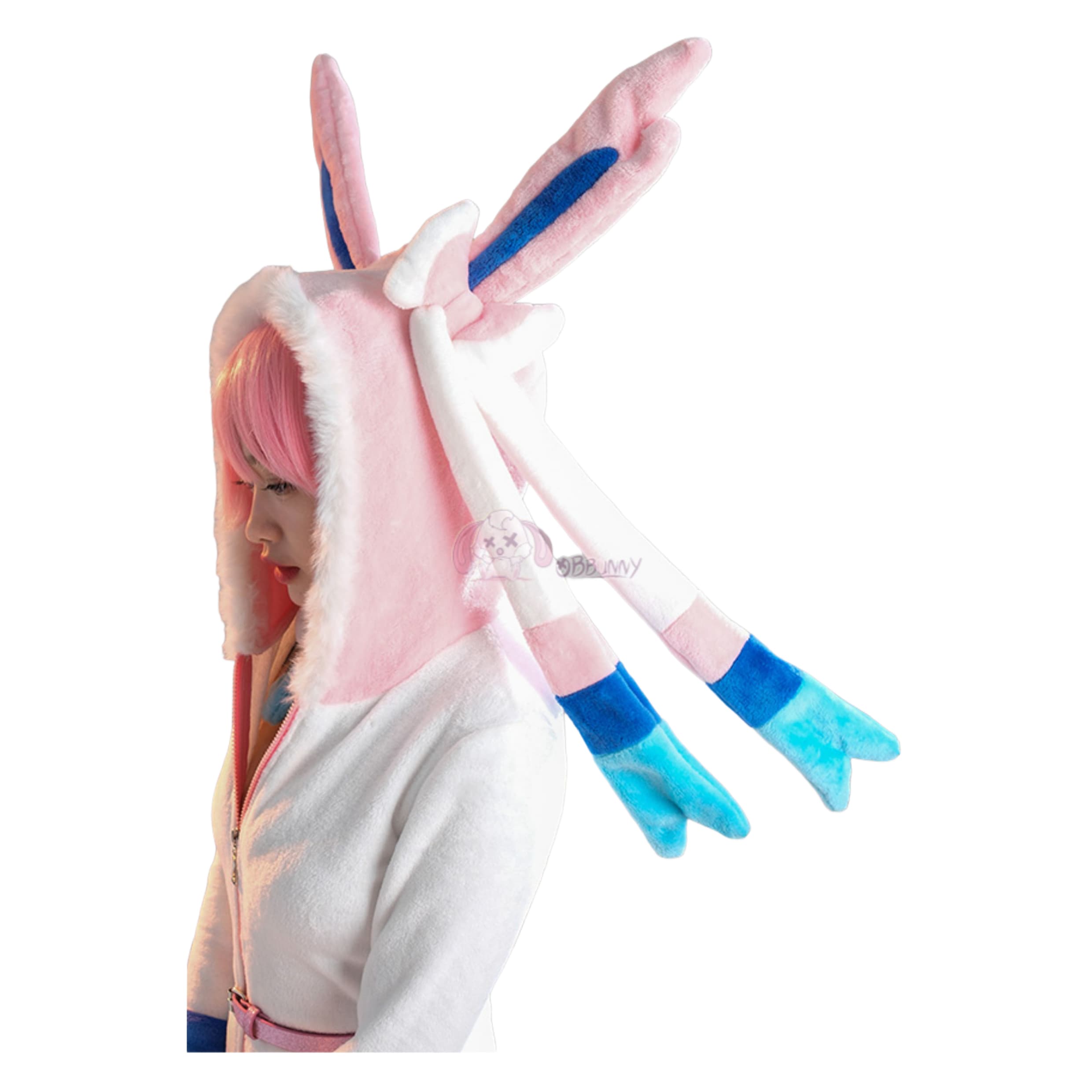 Розово-белый плюшевый косплей-костюм Сильвеона - Мягкий аниме-наряд для девушек