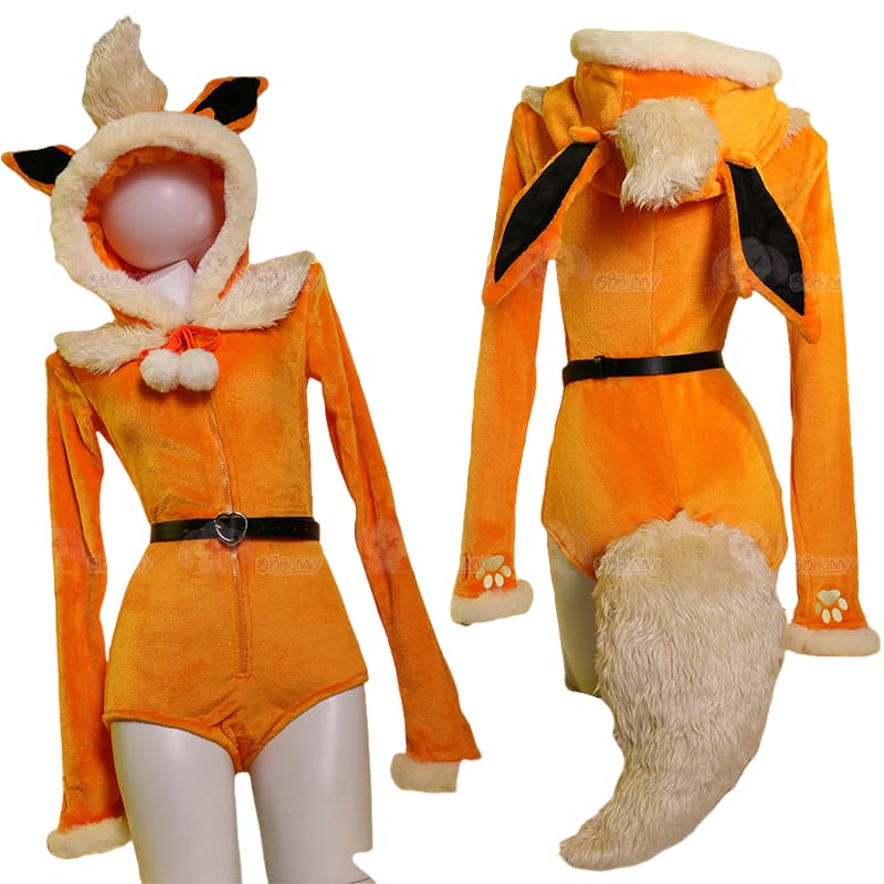 Мягкий оранжевый комбинезон для косплея Флареон для девушек
