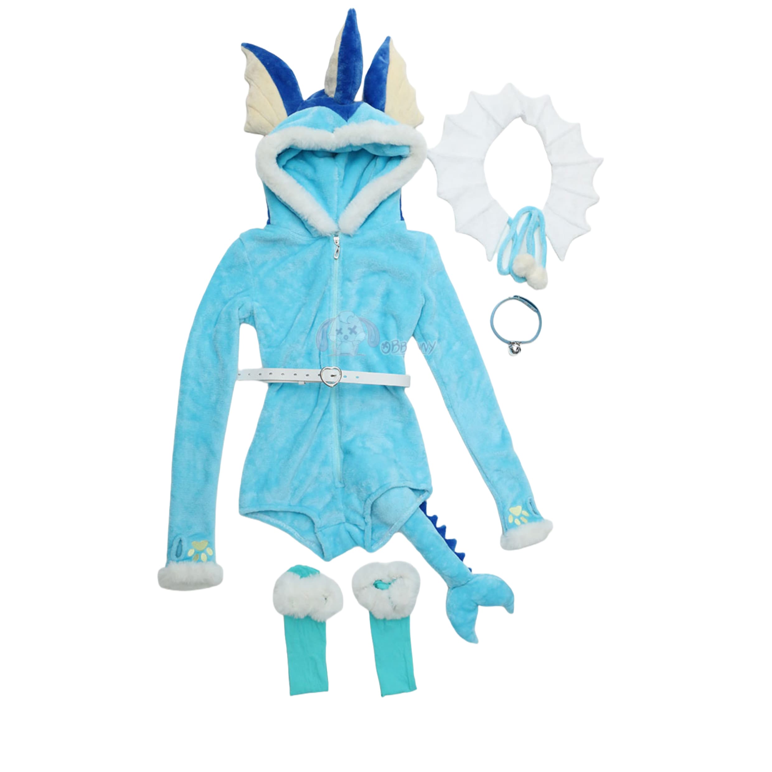 Голубой плюшевый косплей-костюм Вапореона - Мягкий аниме-комбинезон для девушек