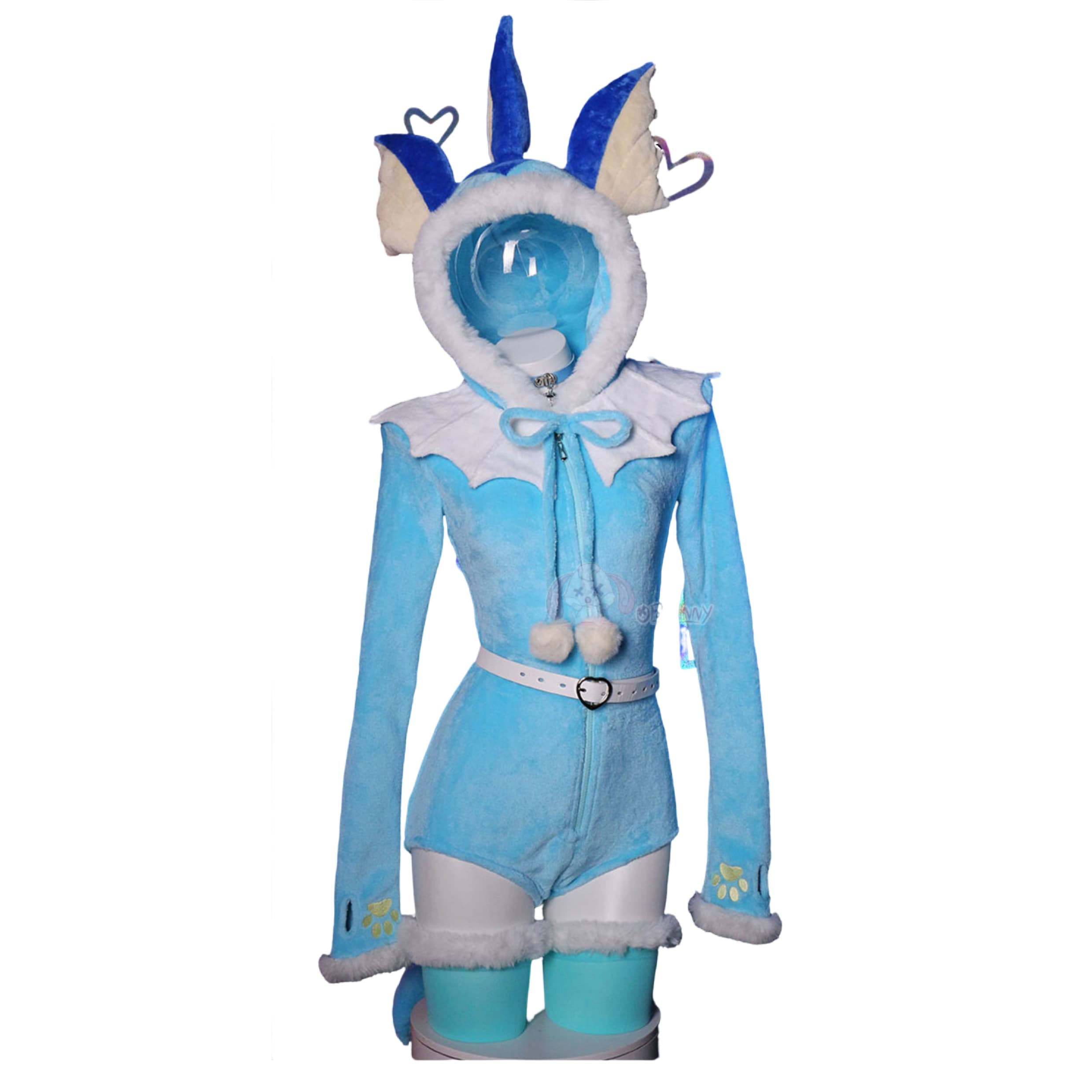 Голубой плюшевый косплей-костюм Вапореона - Мягкий аниме-комбинезон для девушек