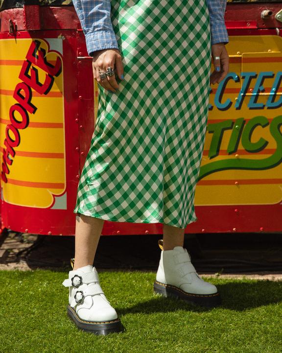 Devon Flower Buckle Leather Platform Boots