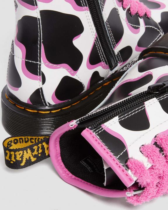 Junior 1460 Cow Print Patent Leather Lace Up Boots