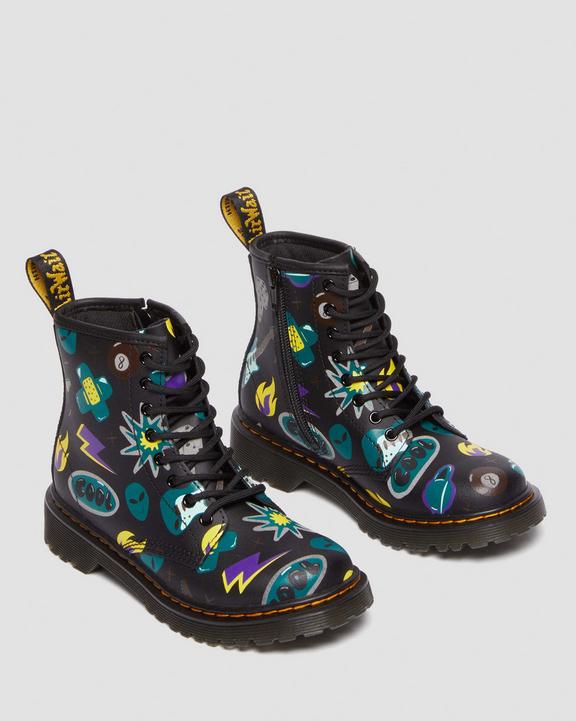 Junior 1460 Sticker Print Leather Lace Up Boots