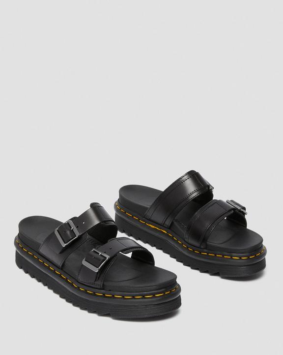 Myles Brando Leather Buckle Slide Sandals