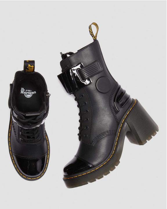 Gaya 10-Eye Alternative Leather Heeled Boots