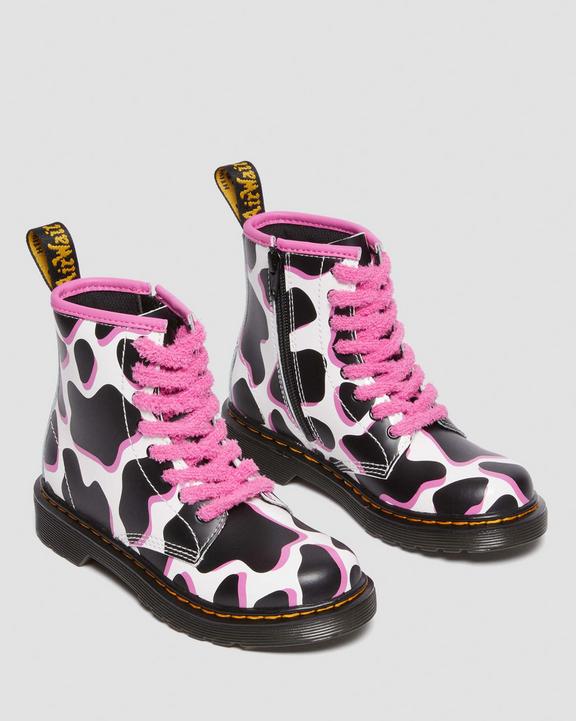 Junior 1460 Cow Print Patent Leather Lace Up Boots