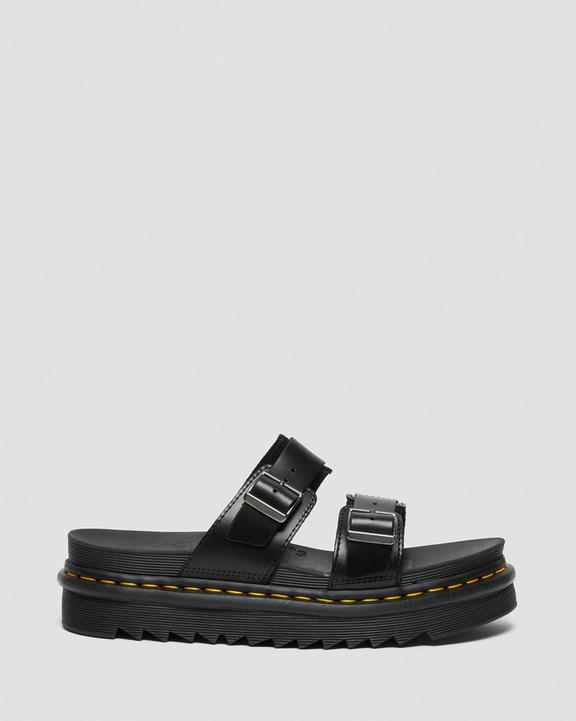 Myles Brando Leather Buckle Slide Sandals