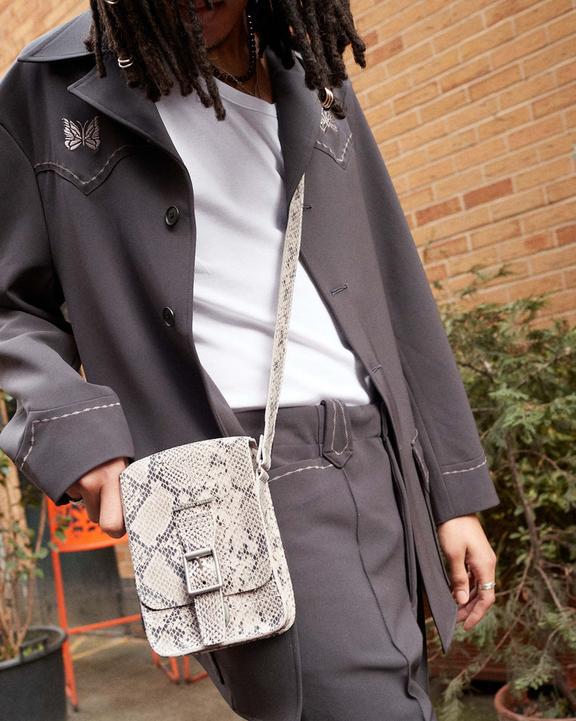 Snake Print Leather Vertical Crossbody Bag