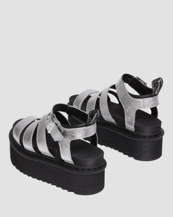Blaire Metallic Leather Platform Strap Sandals