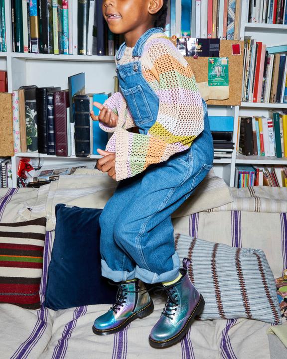 Junior 1460 Rainbow Crinkle Leather Lace Up Boots