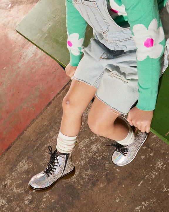 Junior 1460 Crinkle Metallic Lace Up Boots