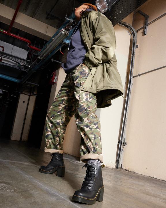 Jesy Sendal Leather Lace Up Flared Heel Boots