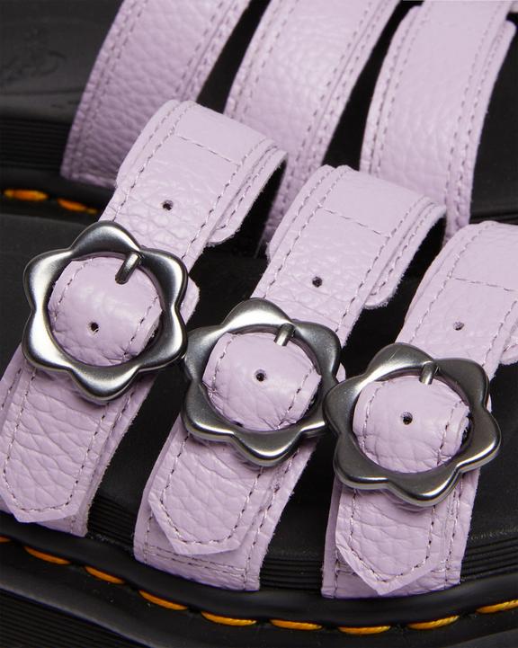 Blaire Flower Buckle Milled Nappa Slide Sandals