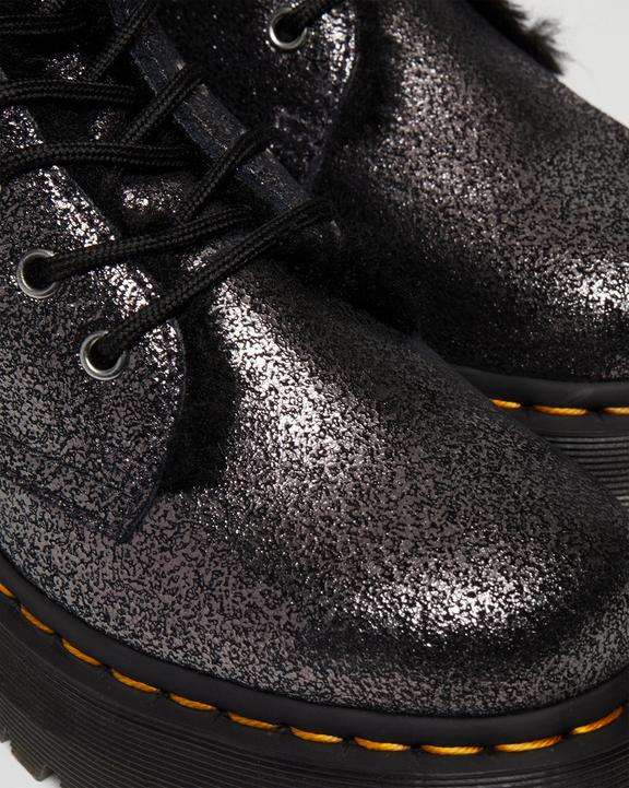 Jadon Boot Faux Fur-Lined Metallic Leather Platforms