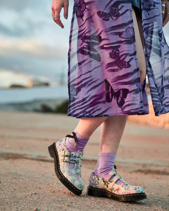 8065 Floral Mash Up Leather Mary Jane Shoes